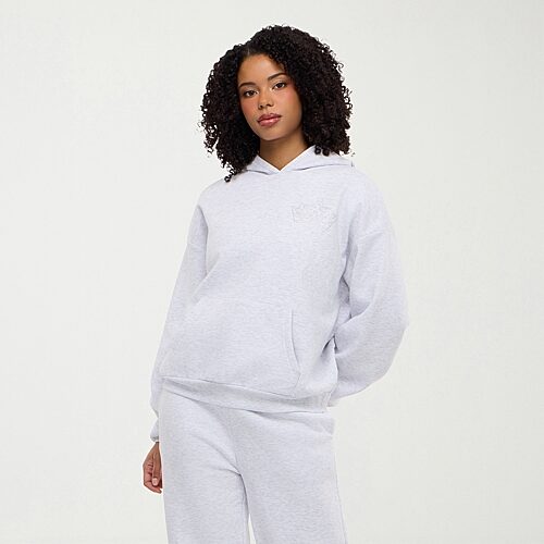 Forever 21 Na Womens Long Sleeve Fleece Hoodie, Large, Gray