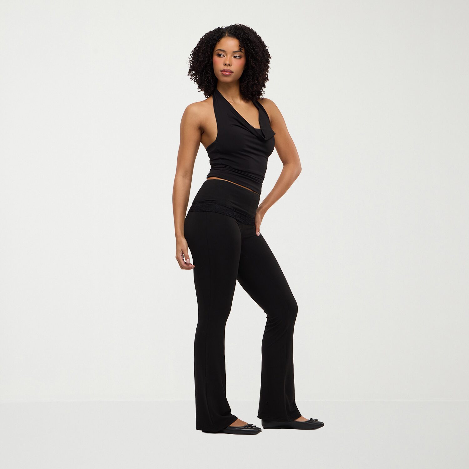 Forever 21 Na Womens Flare Mid Rise Pull-On Pant