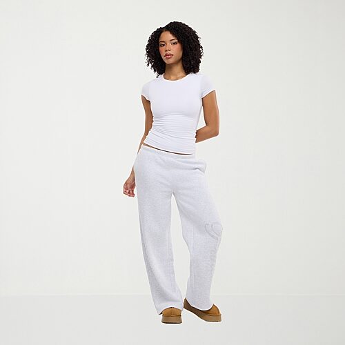 Forever 21 Na Womens Wide Leg Mid Rise Sweatpant, Large, Gray