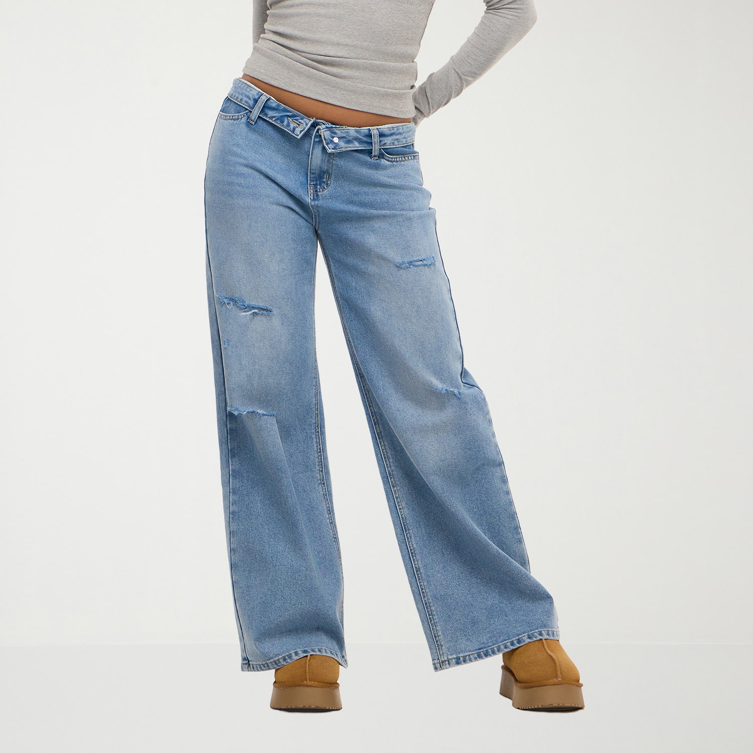 Forever 21 Na Womens Juniors Low Rise Wide Leg Jean