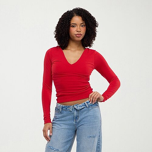 Forever 21 Na Womens Long Sleeve Hoodie, Small, Red