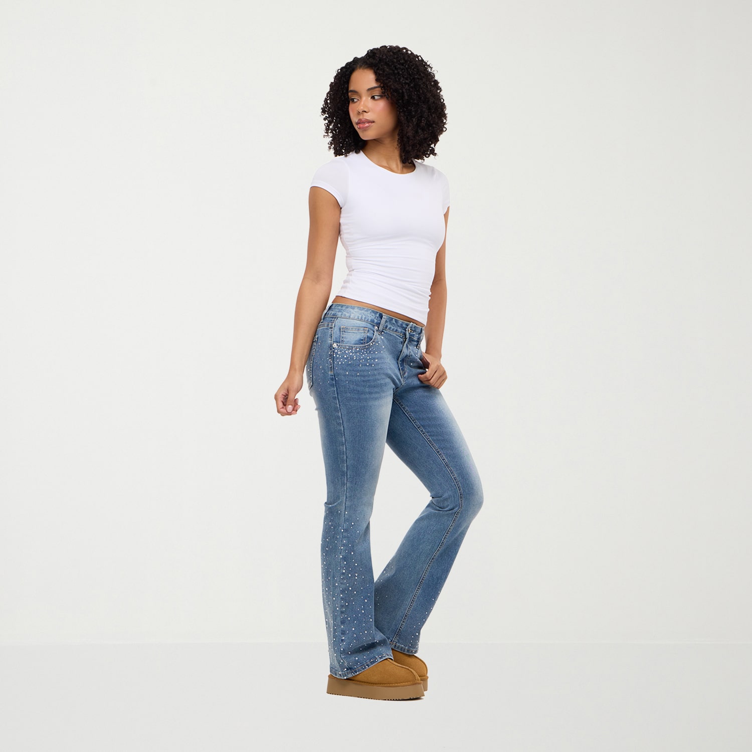 Forever 21 Na Womens Juniors High Rise Wide Leg Jean