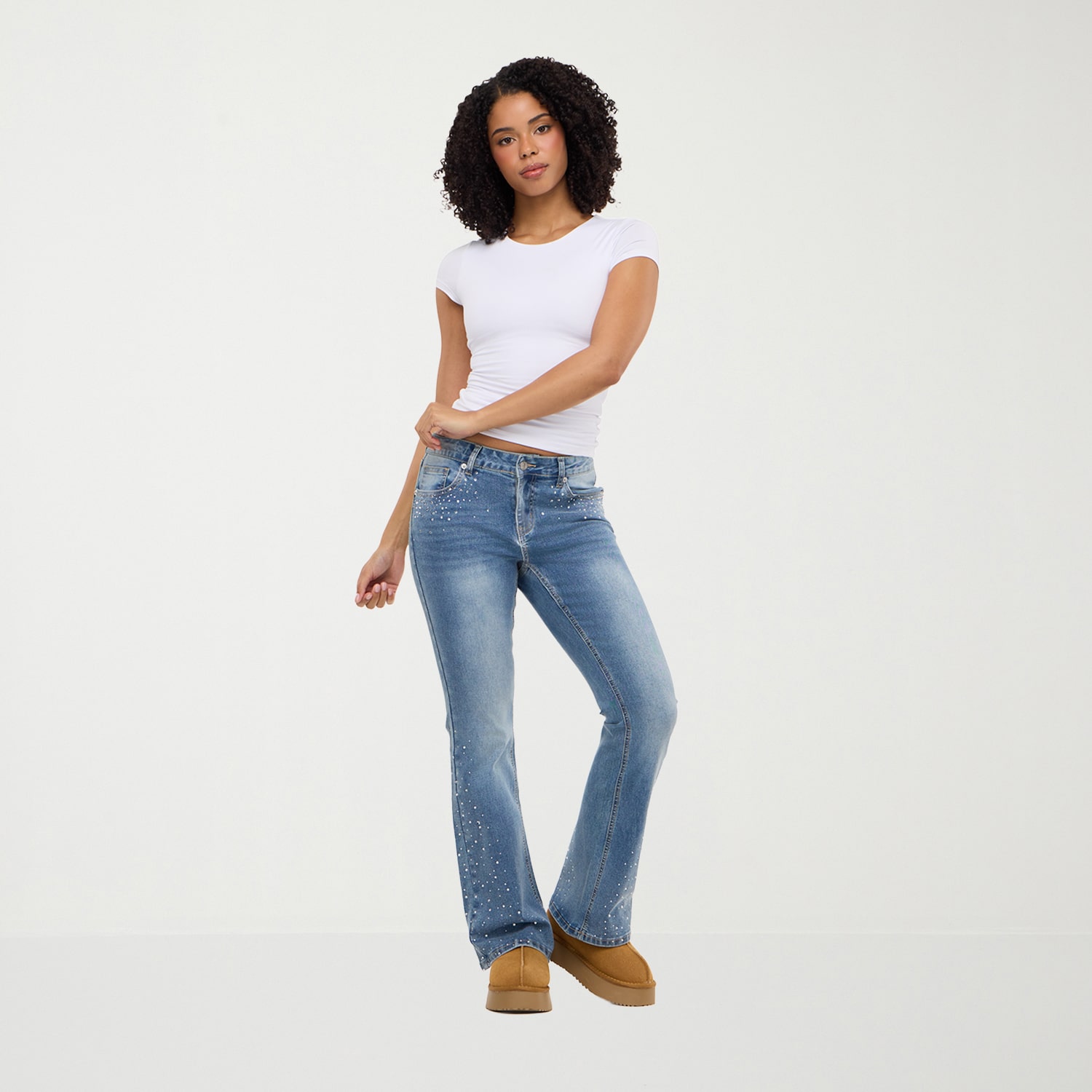 Forever 21 Na Womens Juniors High Rise Wide Leg Jean