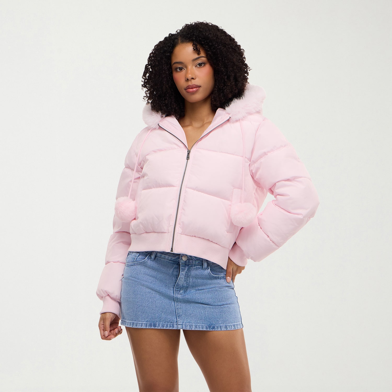 Forever 21 Na Womens Hooded Puffer Jacket