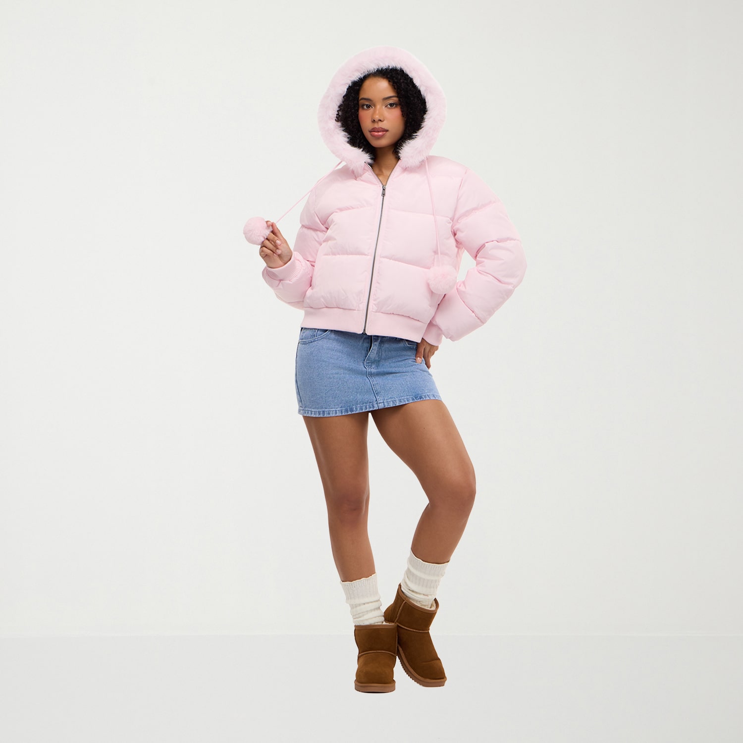 Forever 21 Na Womens Hooded Puffer Jacket