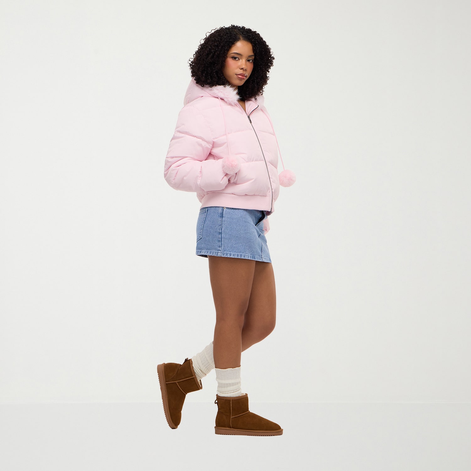 Forever 21 Na Womens Hooded Puffer Jacket