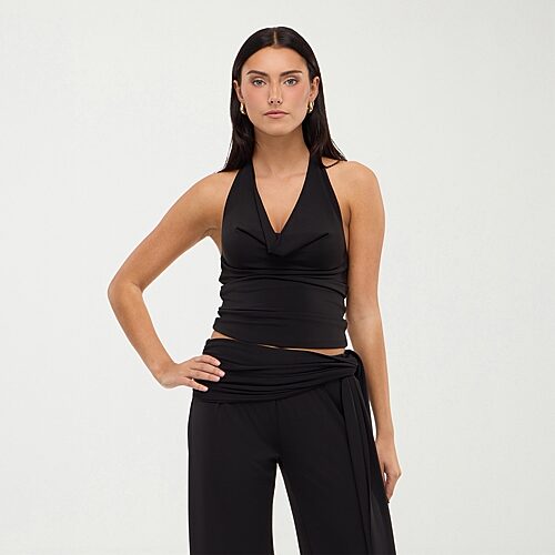 Forever 21 Na Womens Cowl Neck Sleeveless Tank Top, Large, Black