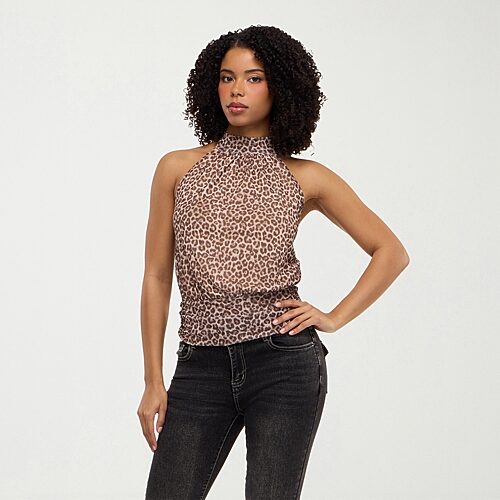 Forever 21 Na Womens Halter Neck Sleeveless Tank Top, Medium, Brown