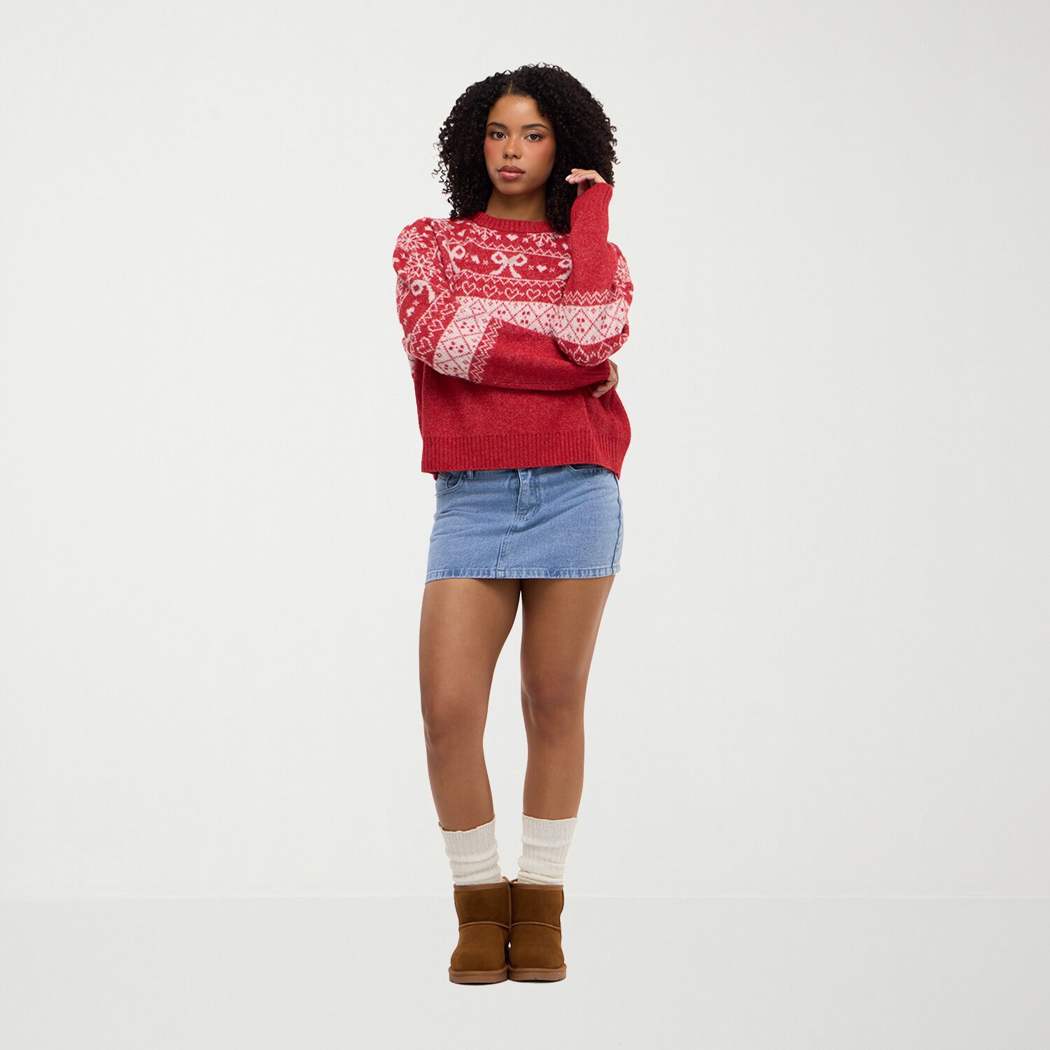 Forever 21 Na Womens Round Neck Long Sleeve Holiday Pullover Sweater