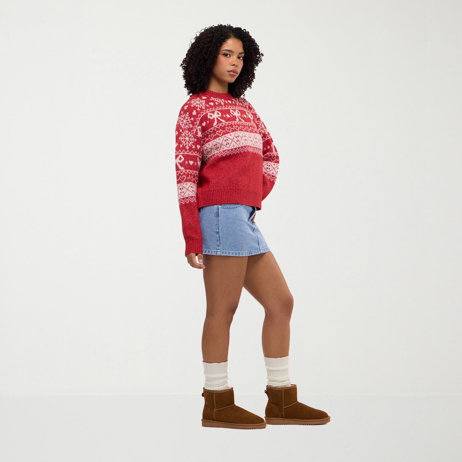 Forever 21 Na Womens Round Neck Long Sleeve Holiday Pullover Sweater