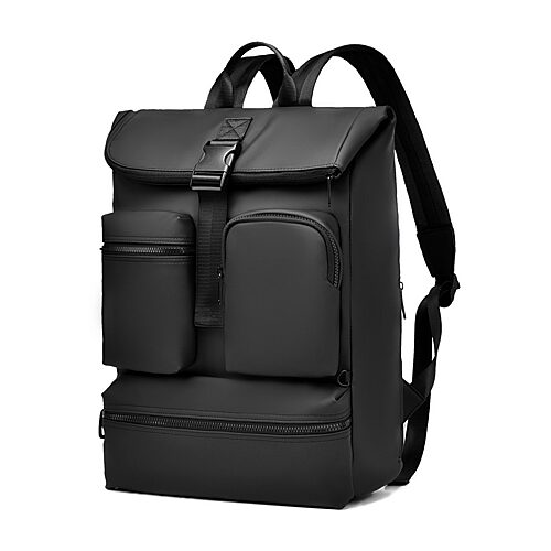 IZOD Milan Modern Roll Top Travel Carry On Backpack - Black