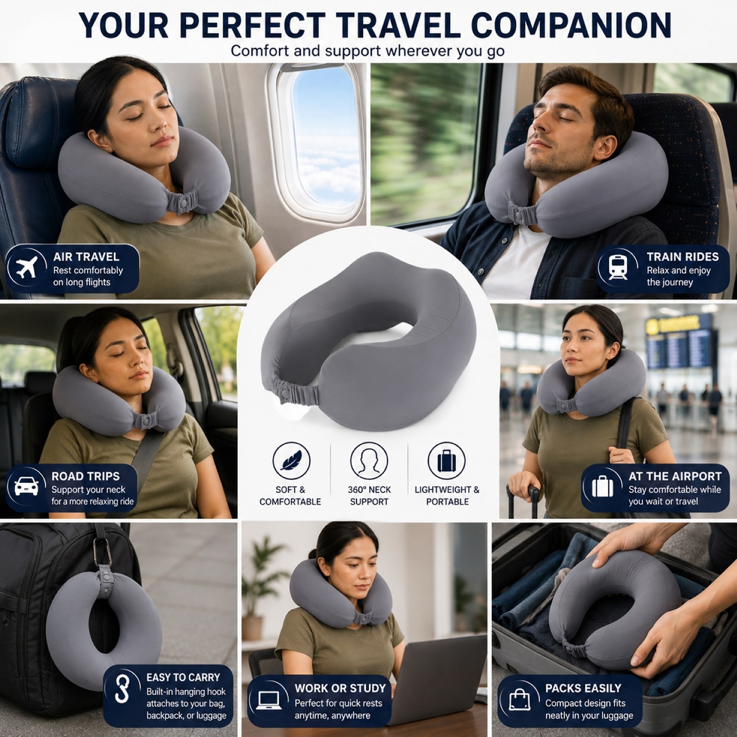 IZOD Cloud Memory Foam Travel Pillow