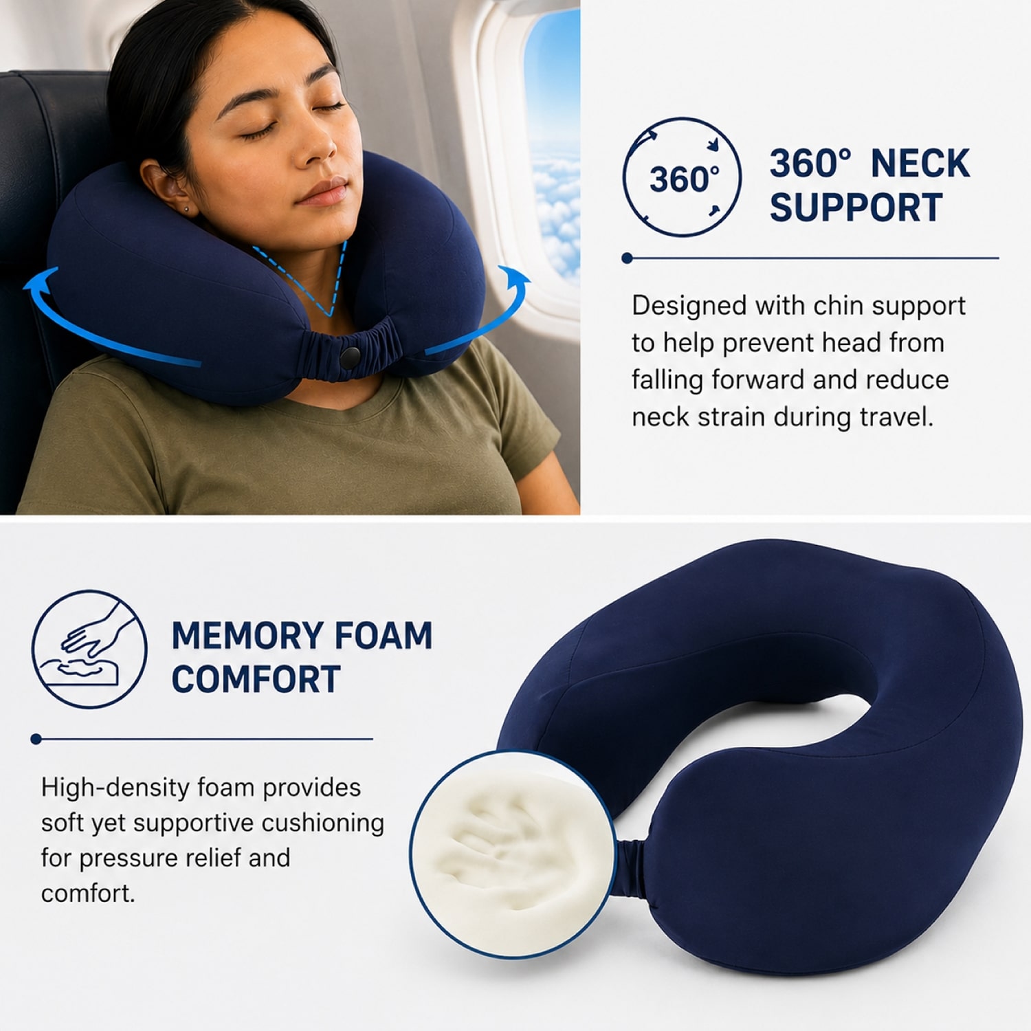 IZOD Cloud Memory Foam Travel Pillow