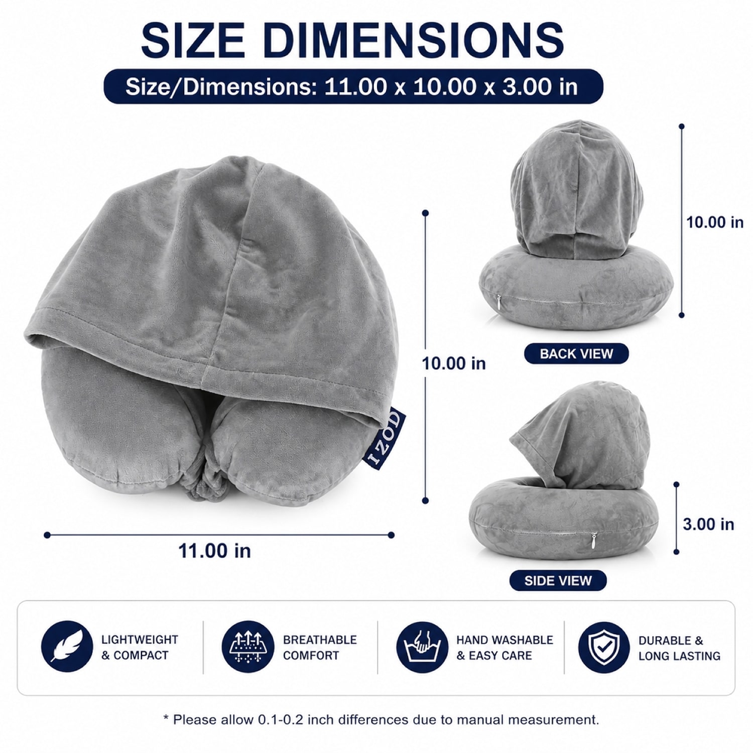 IZOD Twinkle Memory Foam Travel Pillow