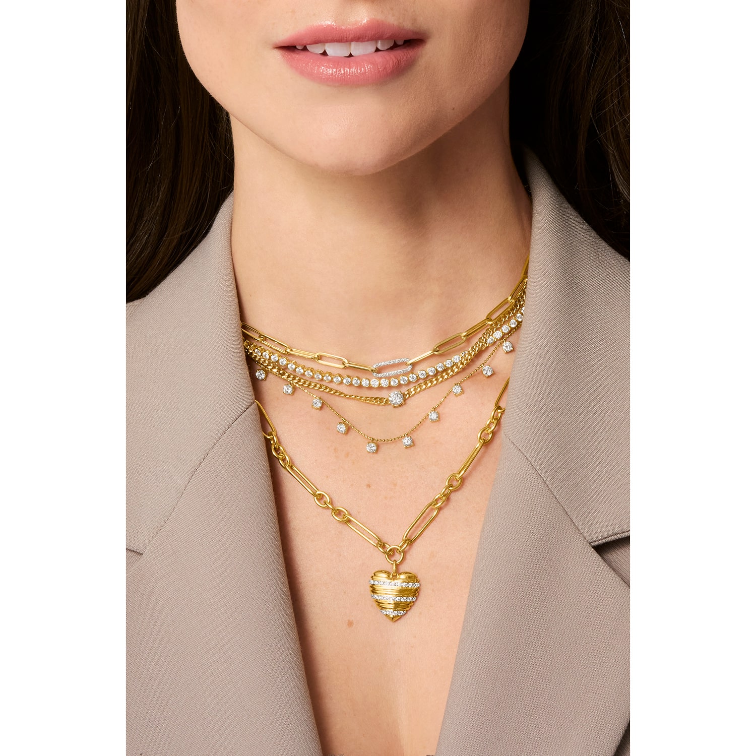 Diamond Addiction (G-H / Si2-I1) Womens 1/10 CT. T.W. Lab Grown White Diamond 10K Gold Paperclip 18 Inch Pendant Necklace