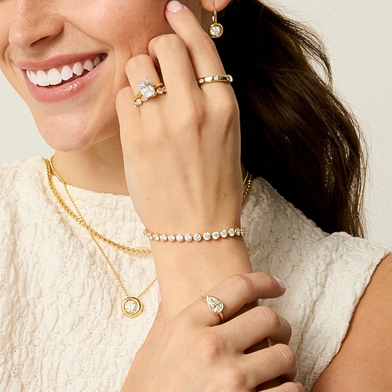 Diamond Addiction (G-H, Si2-I1) Womens 4 CT. T.W. Lab Grown White Diamond 14K Gold Over Silver 17 Inch Tennis Necklace