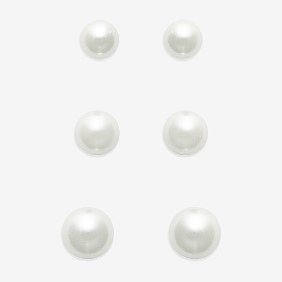 Mixit Womens White Glass Simulated Pearl Hypoallergenic 3 Pair Earring Set