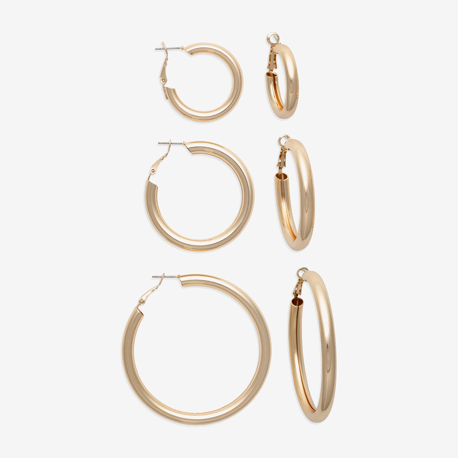 Bold Elements Silver Tone Womens 3 Pair Earring Set