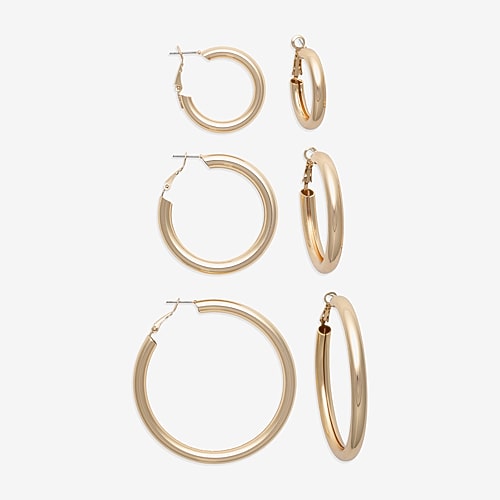 Bold Elements Silver Tone Womens 3 Pair Earring Set, One Size, Yellow