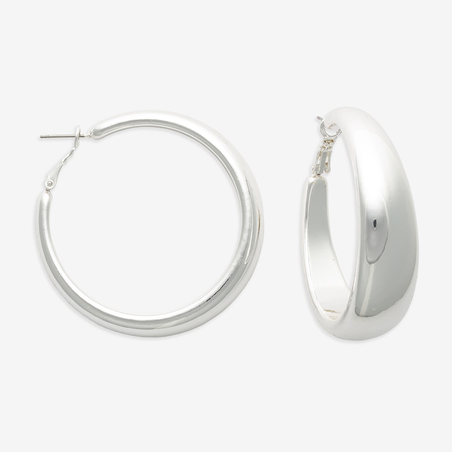 Bold Elements Silver Tone Womens 53.1mm Hoop Earrings