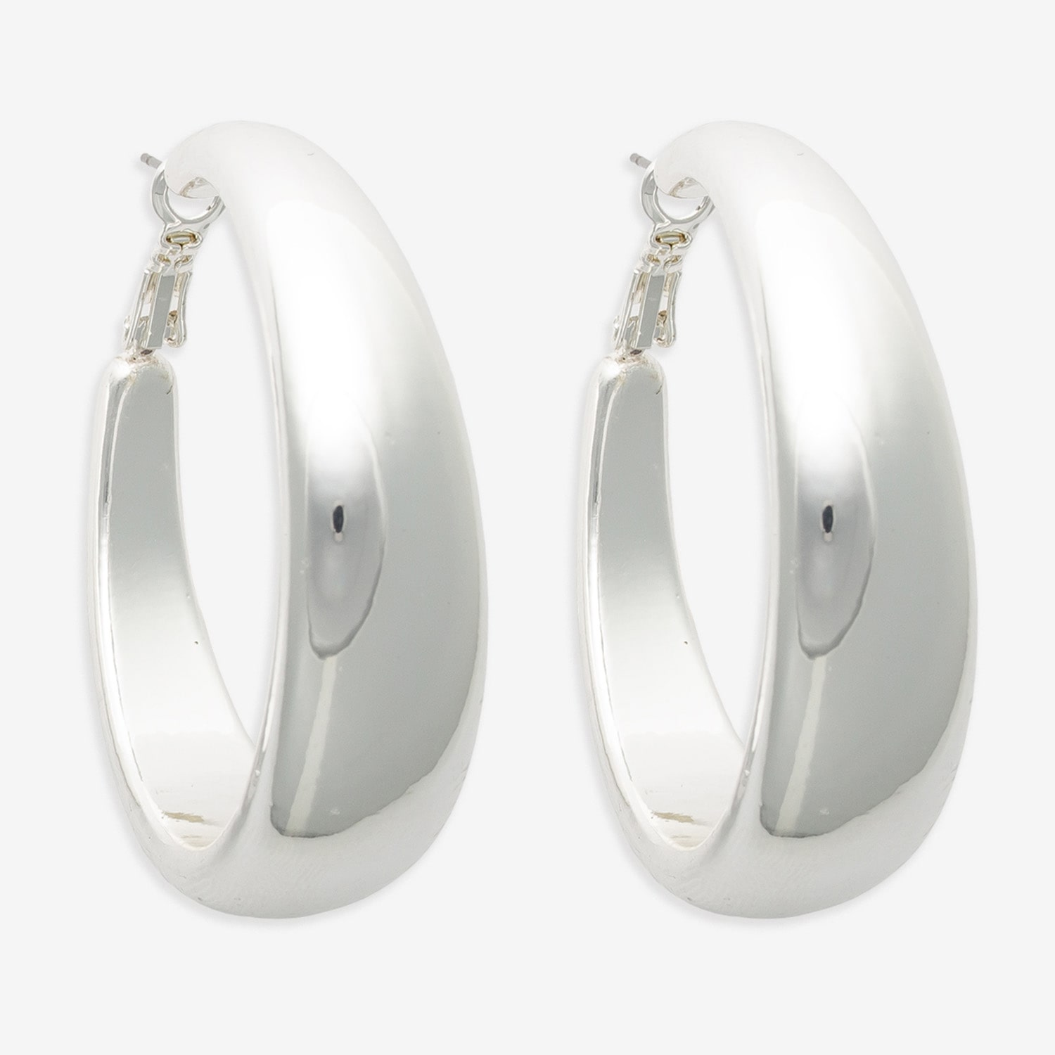 Bold Elements Silver Tone Womens 53.1mm Hoop Earrings