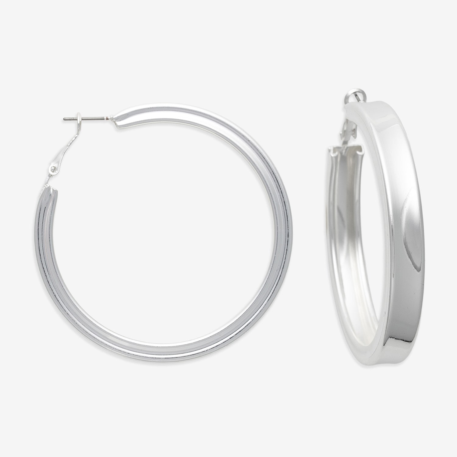 Bold Elements Silver Tone Womens 61.1mm Hoop Earrings