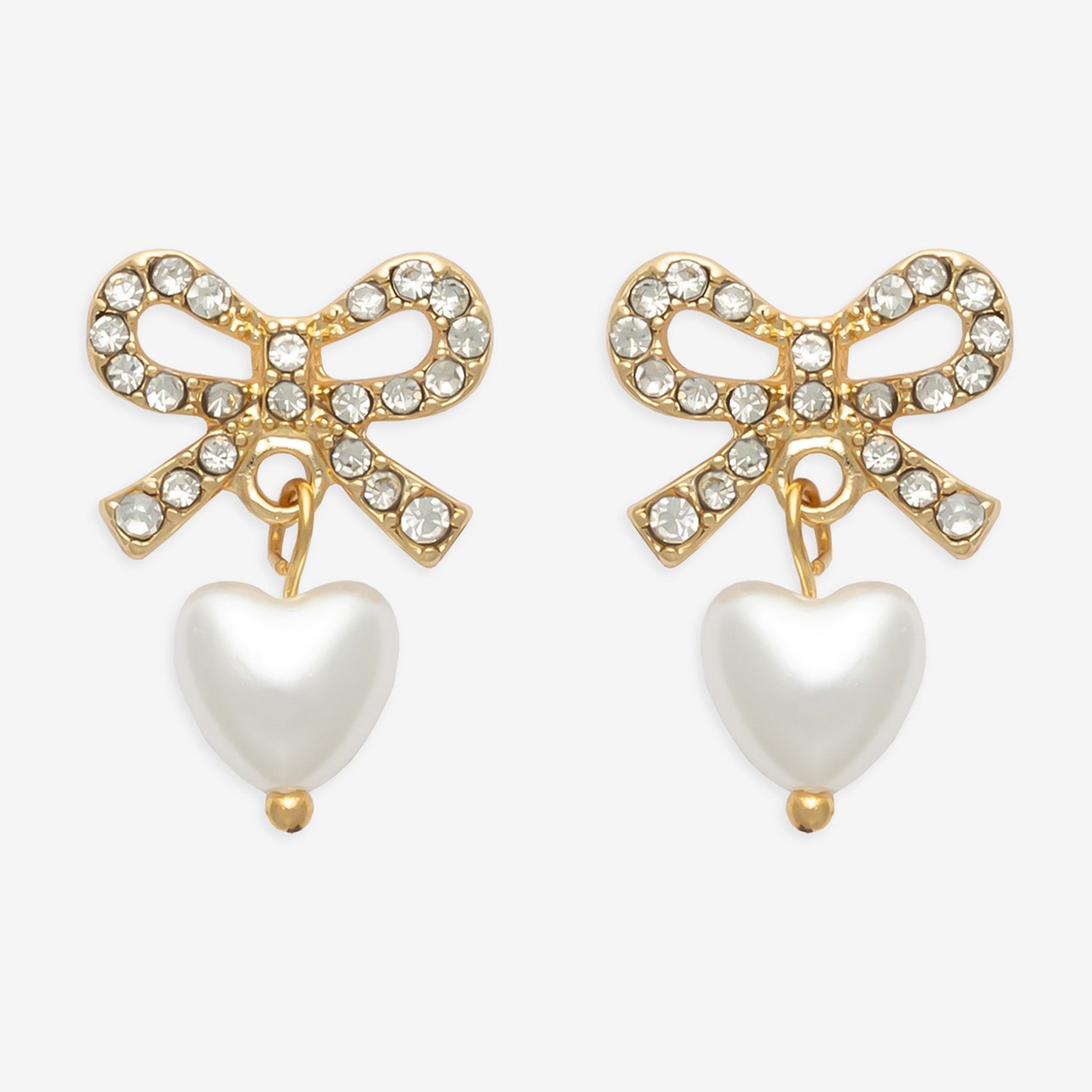 Mixit Womens Glass Simulated Pearl Bow Heart Drop Earrings