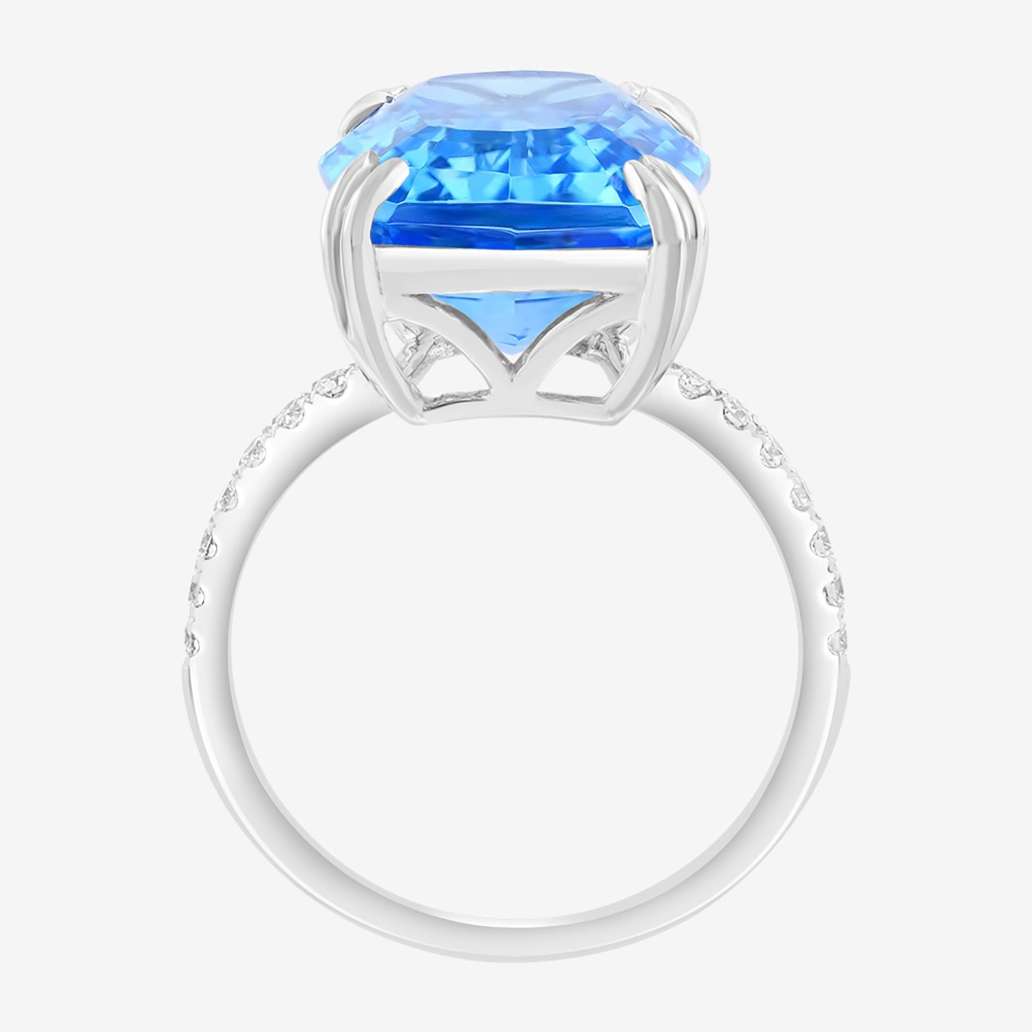 Effy Final Call Limited Quantities! Womens 1/6 CT. T.W. Genuine Blue Topaz 14K White Gold Cushion Side Stone Cocktail Ring