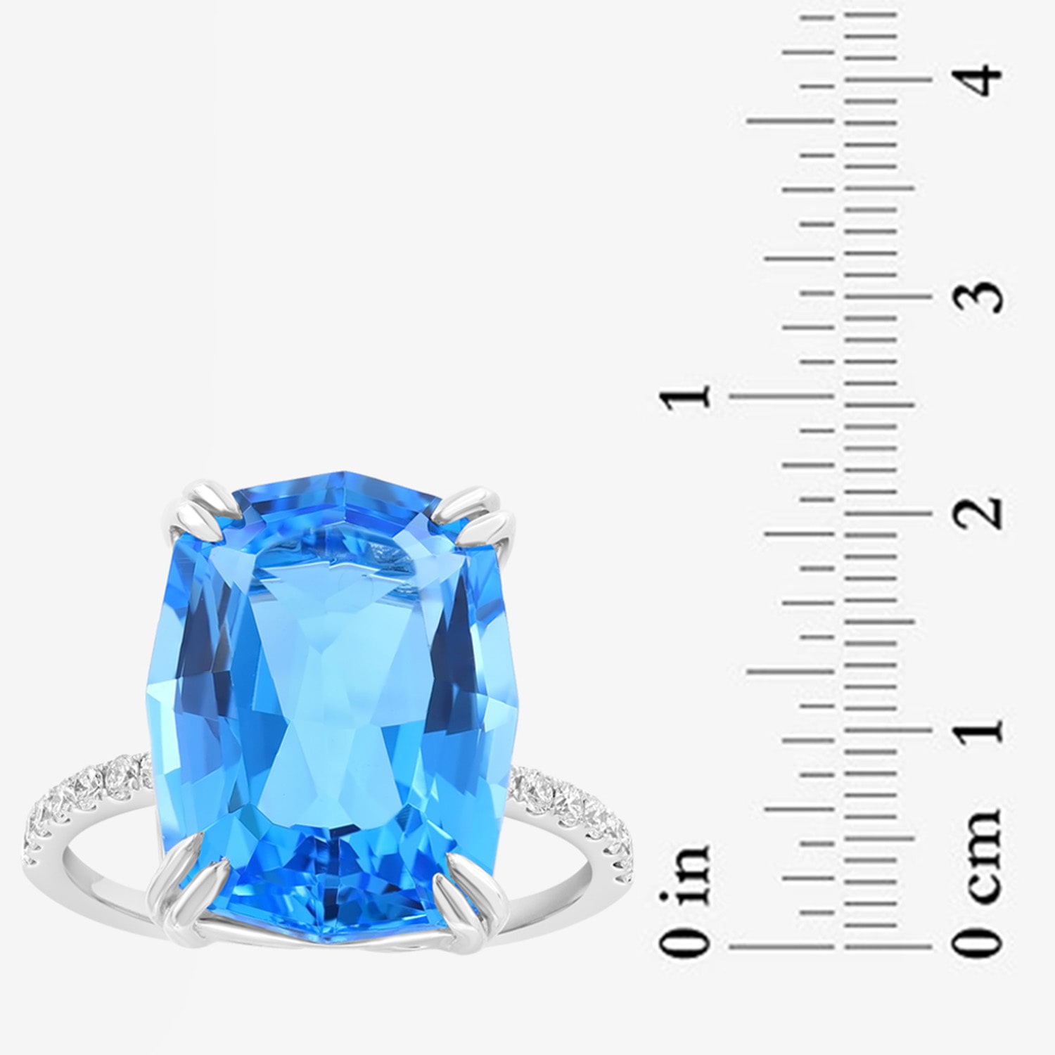 Effy Final Call Limited Quantities! Womens 1/6 CT. T.W. Genuine Blue Topaz 14K White Gold Cushion Side Stone Cocktail Ring