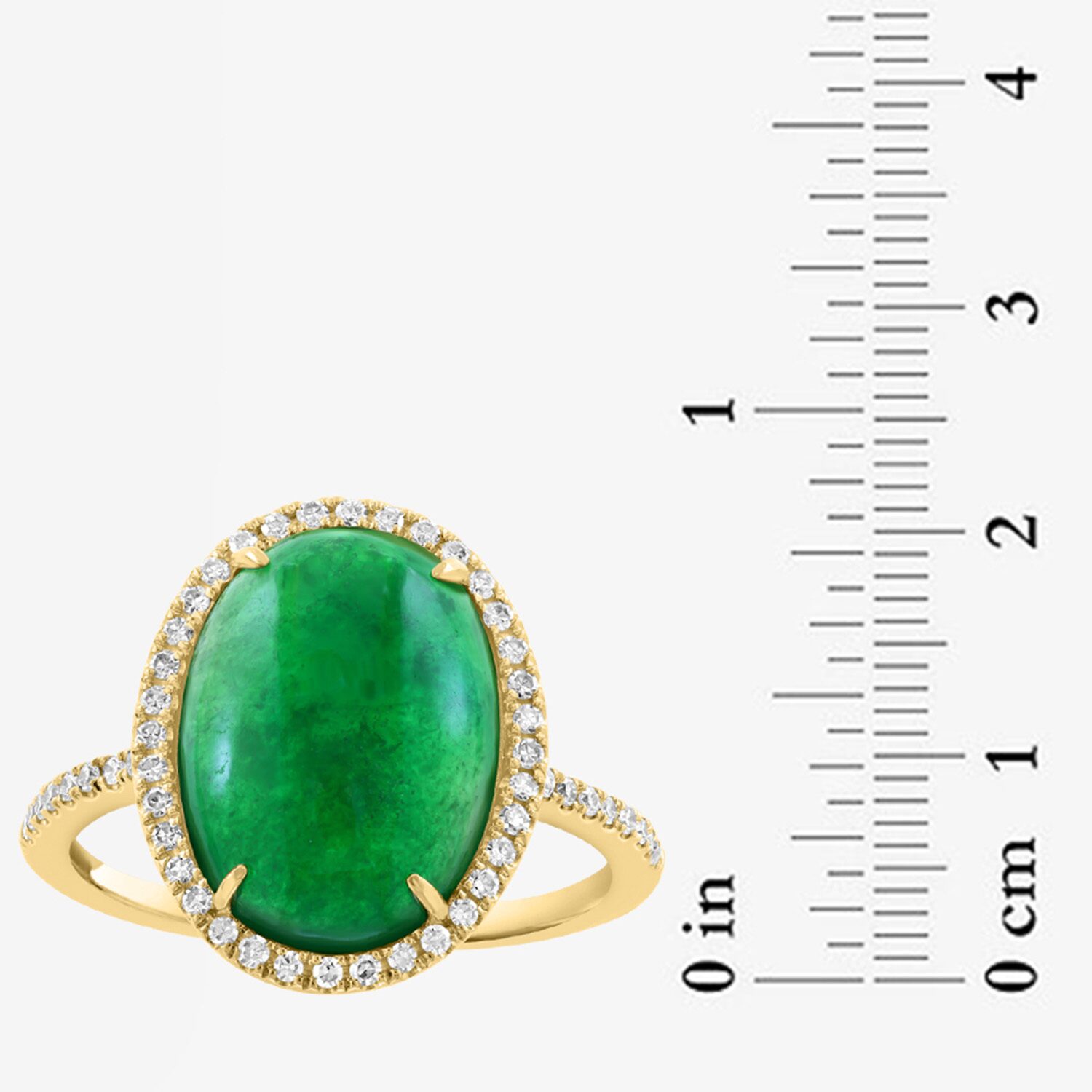 Effy Final Call Limited Quantities! Womens 1/5 CT. Genuine Green Jade 14K Gold Oval Halo Side Stone Cocktail Ring
