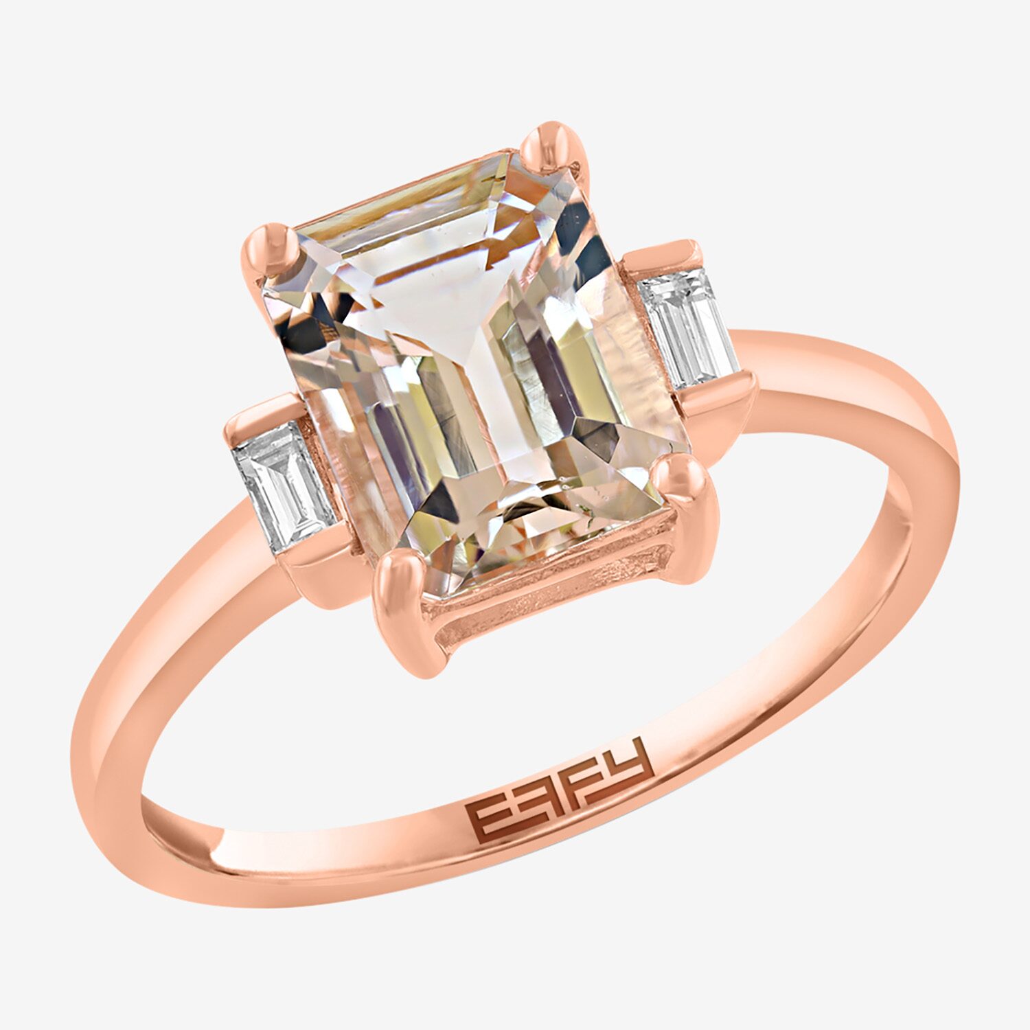 Effy Final Call Limited Quantities! Womens 1/7 CT. T.W. Genuine Pink Morganite 14K Rose Gold 3-Stone Cocktail Ring