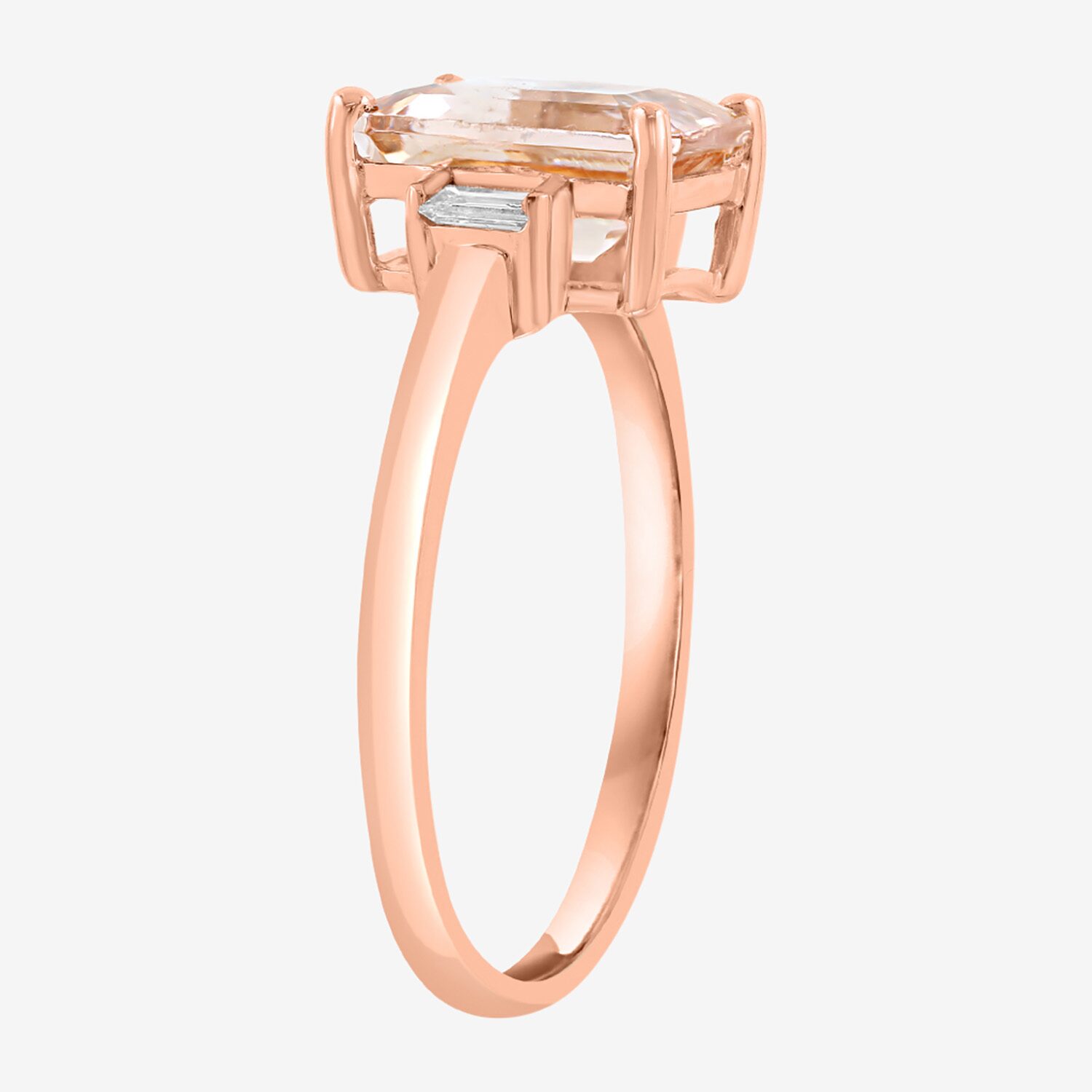 Effy Final Call Limited Quantities! Womens 1/7 CT. T.W. Genuine Pink Morganite 14K Rose Gold 3-Stone Cocktail Ring