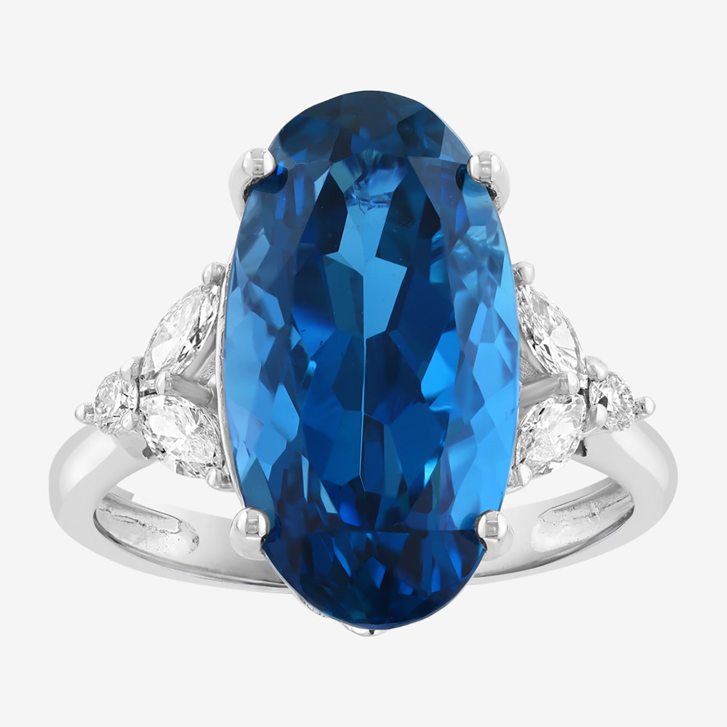 Effy Final Call Limited Quantities! Womens 1/3 CT. T.W. Genuine Blue Topaz 14K White Gold Oval Cocktail Ring