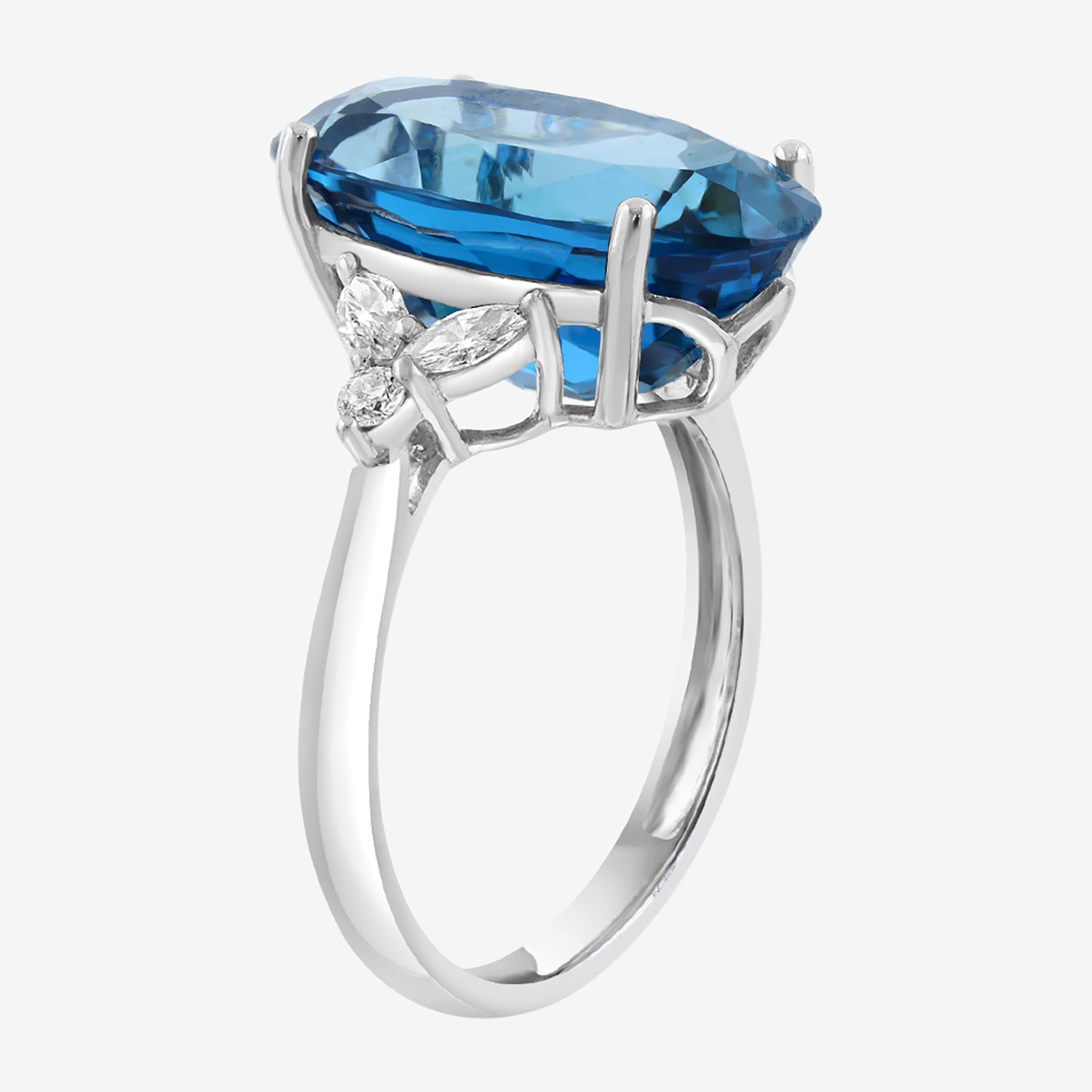 Effy Final Call Limited Quantities! Womens 1/3 CT. T.W. Genuine Blue Topaz 14K White Gold Oval Cocktail Ring