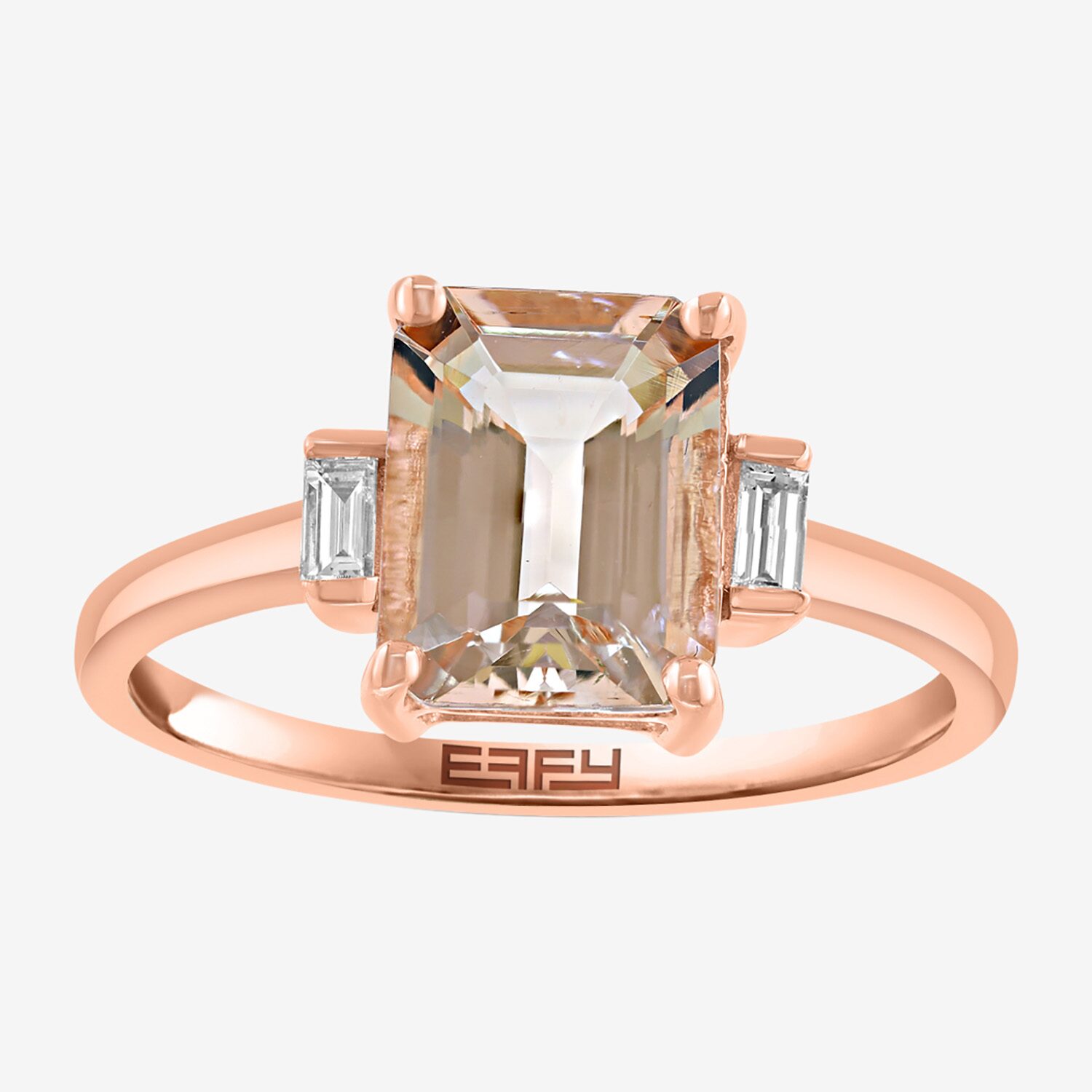 Effy Final Call Limited Quantities! Womens 1/7 CT. T.W. Genuine Pink Morganite 14K Rose Gold 3-Stone Cocktail Ring