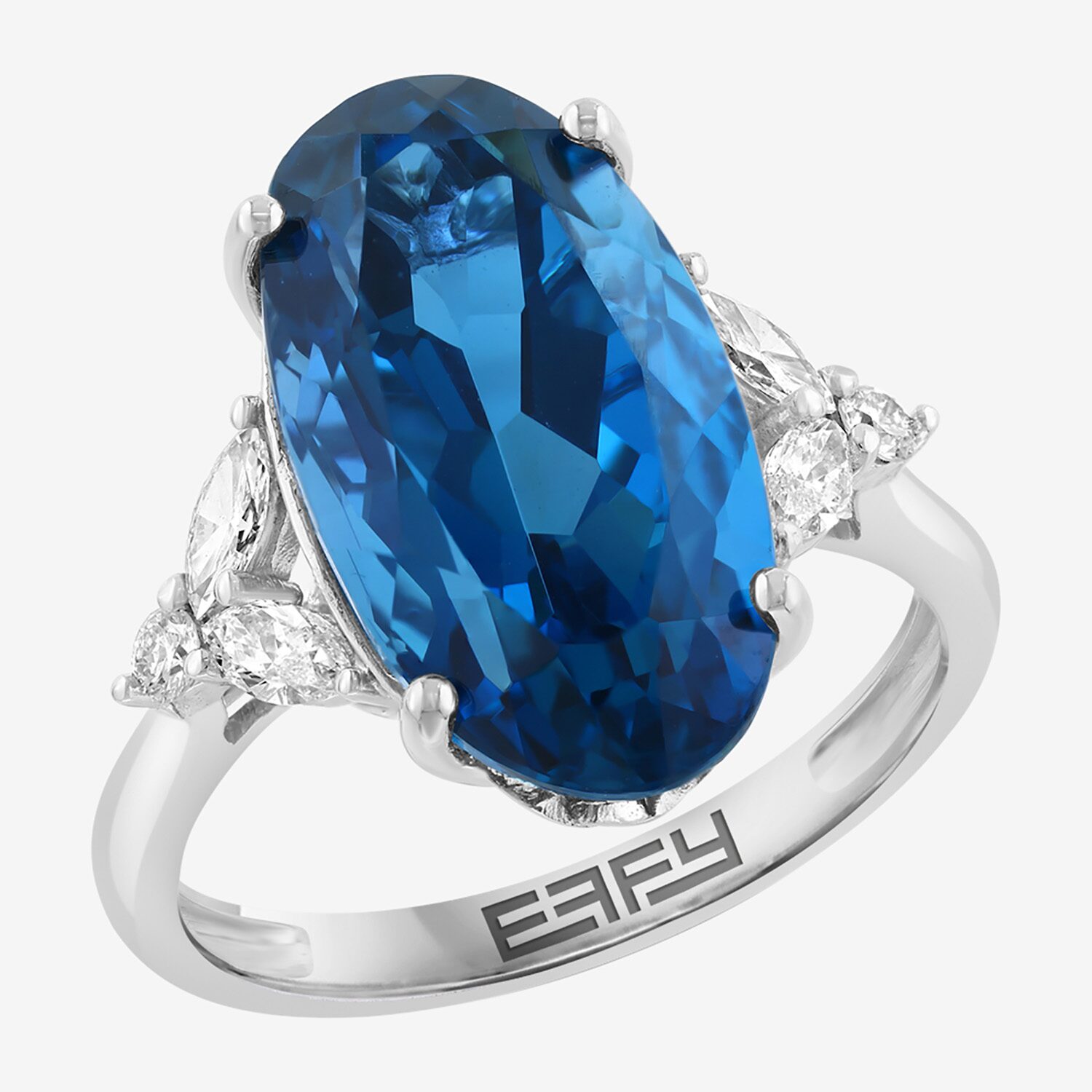 Effy Final Call Limited Quantities! Womens 1/3 CT. T.W. Genuine Blue Topaz 14K White Gold Oval Cocktail Ring