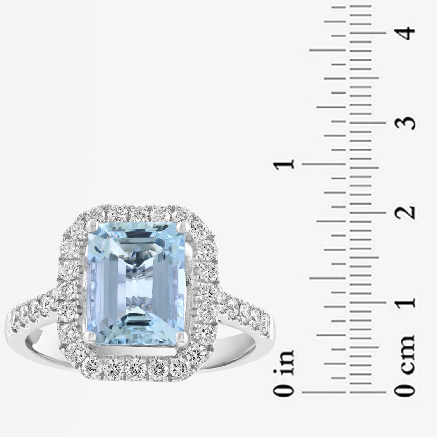 Effy Final Call Limited Quantities! Womens 1/2 CT. T.W. Genuine Blue Aquamarine 14K White Gold Side Stone Cocktail Ring