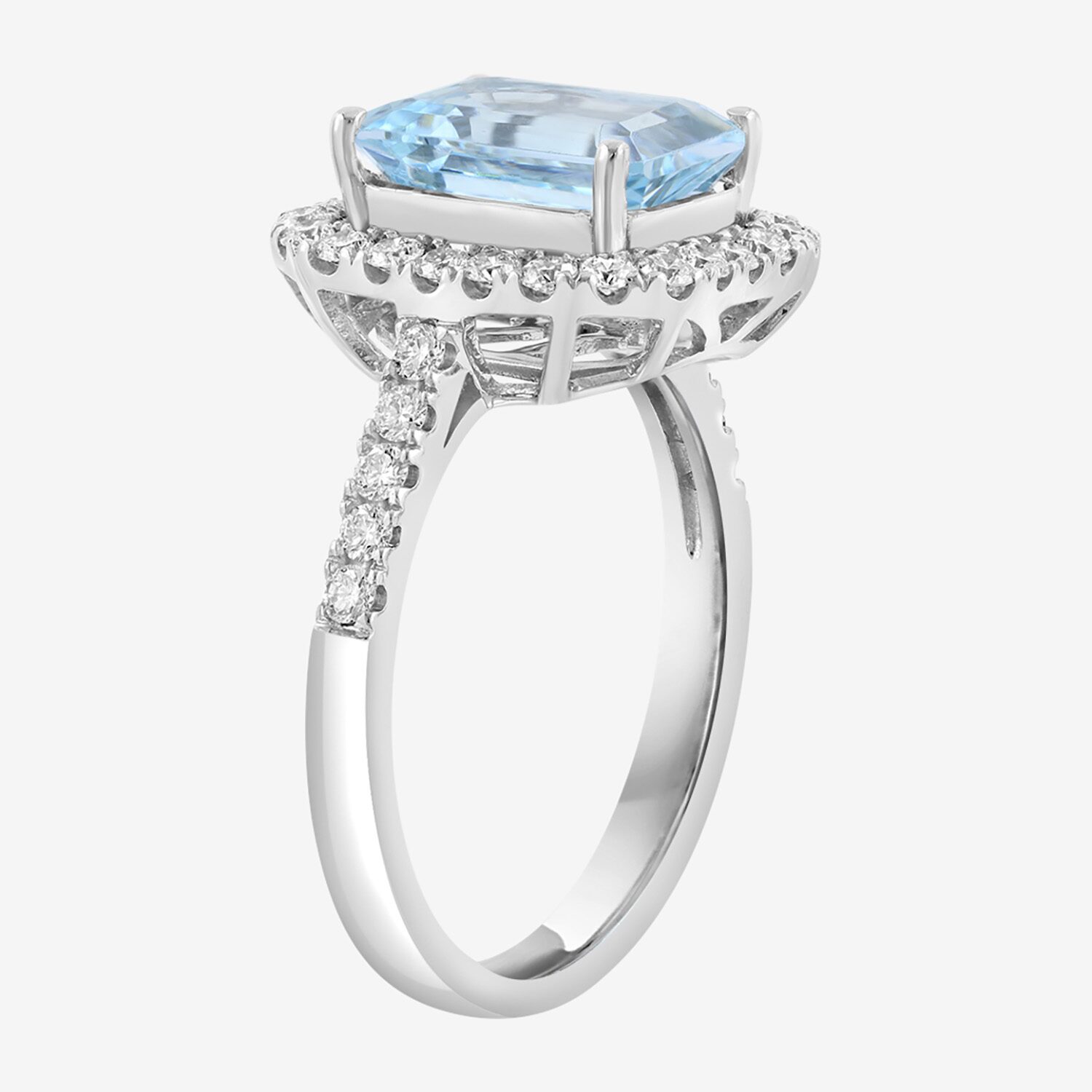 Effy Final Call Limited Quantities! Womens 1/2 CT. T.W. Genuine Blue Aquamarine 14K White Gold Side Stone Cocktail Ring
