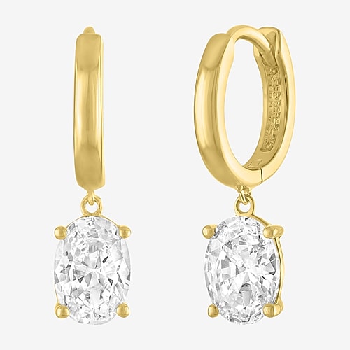 (G-H / Si2-I1) Womens 1 CT. T.W. Lab Grown White Diamond 10K Gold 16.9mm Oval Hoop Earrings, One Size, Yellow