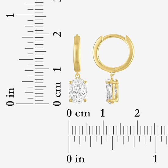 (G-H / Si2-I1) Womens 1 CT. T.W. Lab Grown White Diamond 10K Gold 16.9mm Oval Hoop Earrings