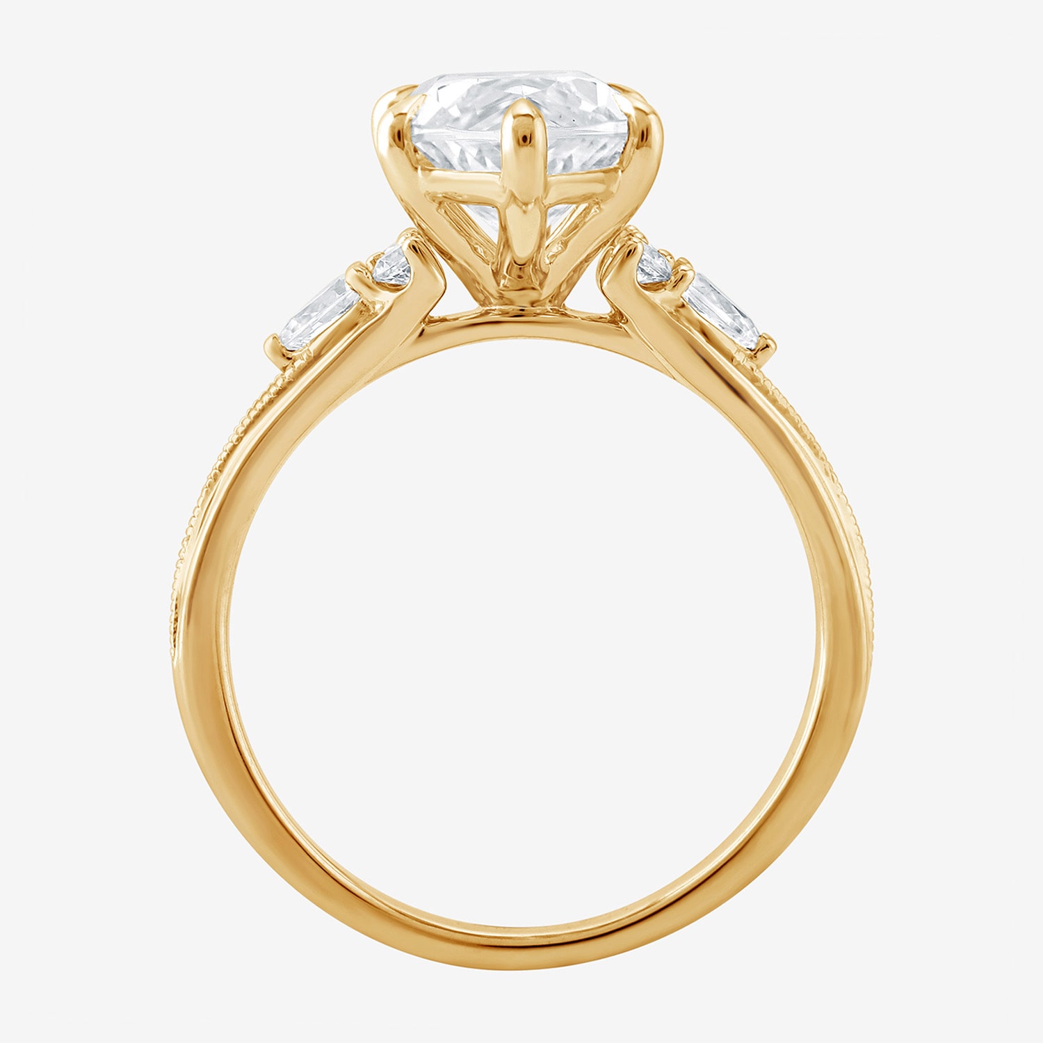 (G / Si1-Si2) Womens 3 1/3 Ct. T.W. Lab Grown White Diamond 10K Gold Marquise Side Stone Engagement Ring