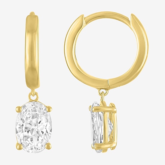 (G-H / Si2-I1) Womens 1 CT. T.W. Lab Grown White Diamond 10K Gold 16.9mm Oval Hoop Earrings
