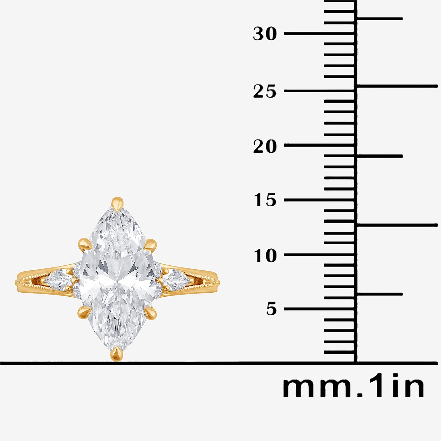 (G / Si1-Si2) Womens 3 1/3 Ct. T.W. Lab Grown White Diamond 10K Gold Marquise Side Stone Engagement Ring
