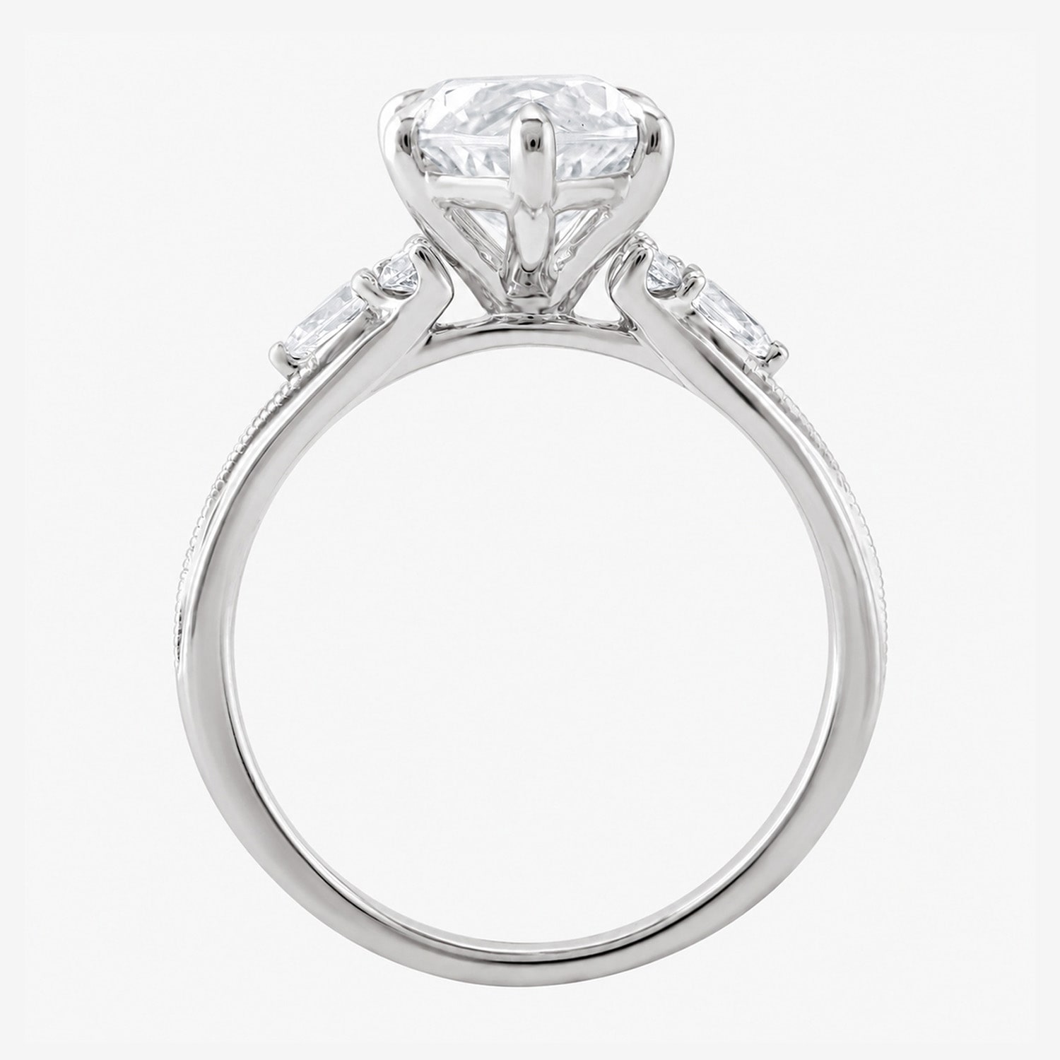 (G / Si1-Si2) Womens 3 1/3 Ct. T.W. Lab Grown White Diamond 10K Gold Marquise Side Stone Engagement Ring