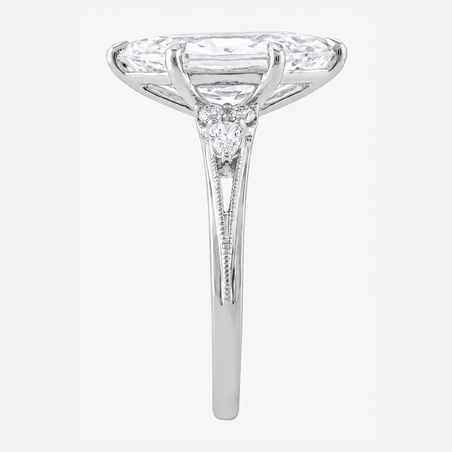 (G / Si1-Si2) Womens 3 1/3 Ct. T.W. Lab Grown White Diamond 10K Gold Marquise Side Stone Engagement Ring