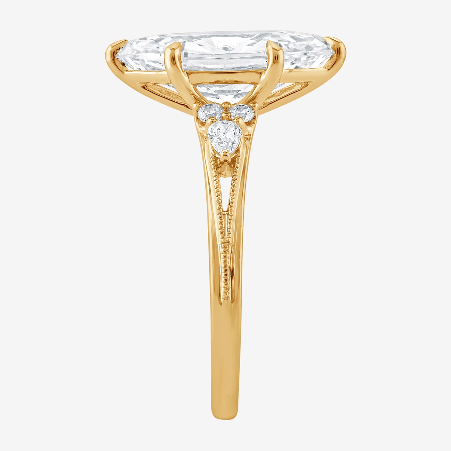 (G / Si1-Si2) Womens 3 1/3 Ct. T.W. Lab Grown White Diamond 10K Gold Marquise Side Stone Engagement Ring
