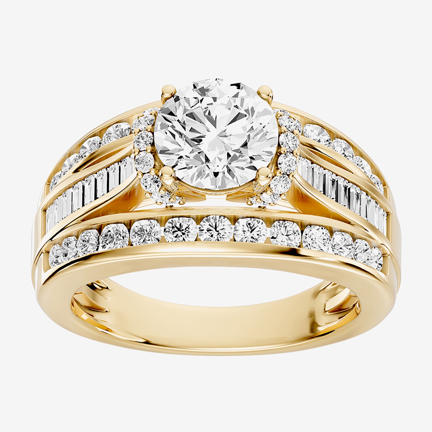 (G / Si2) Womens 2 1/2 CT. T.W. Lab Grown White Diamond Sterling Silver Round Side Stone Halo Engagement Ring