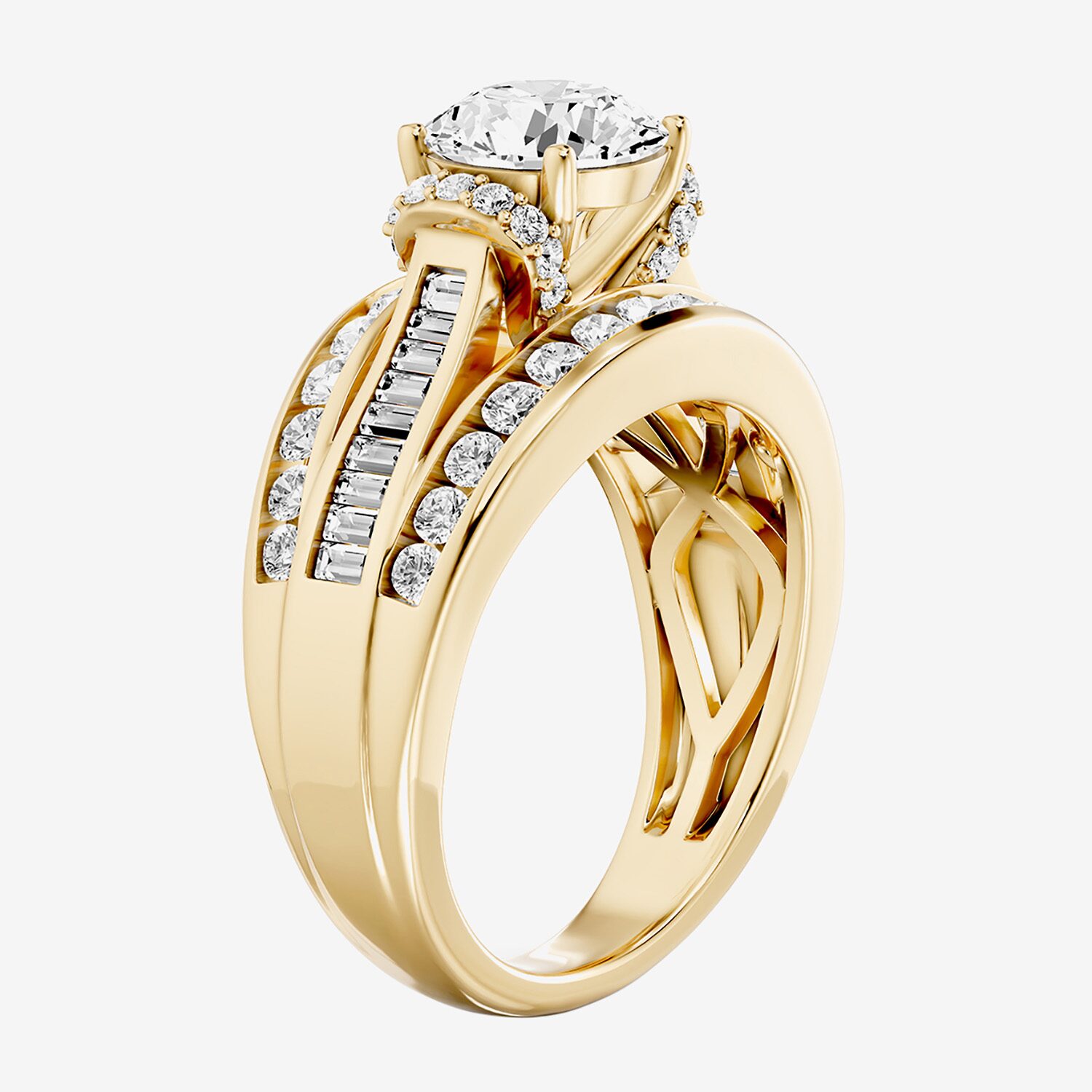 (G / Si2) Womens 2 1/2 CT. T.W. Lab Grown White Diamond Sterling Silver Round Side Stone Halo Engagement Ring