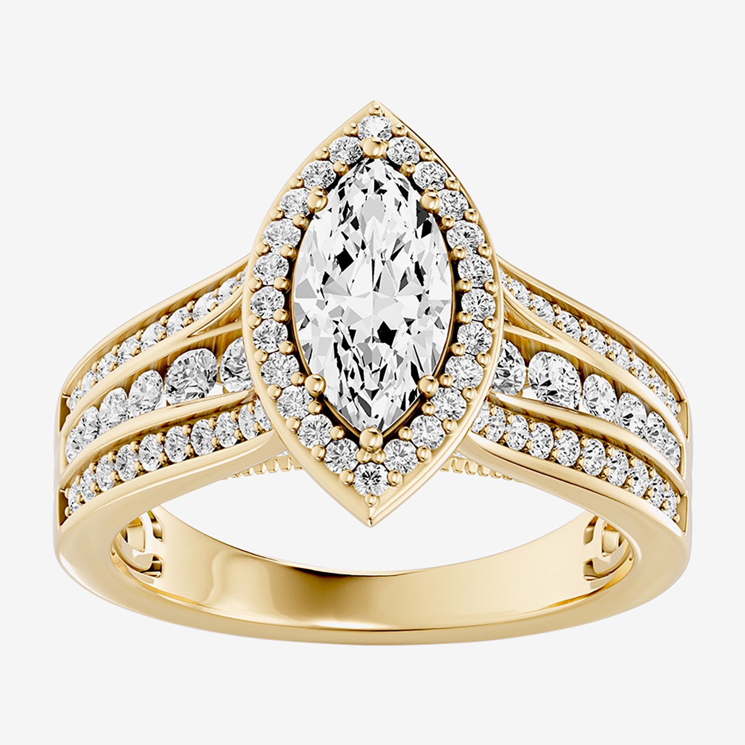 (G / Si2) Womens 2 CT. T.W. Lab Grown White Diamond Sterling Silver Marquise Side Stone Halo Engagement Ring