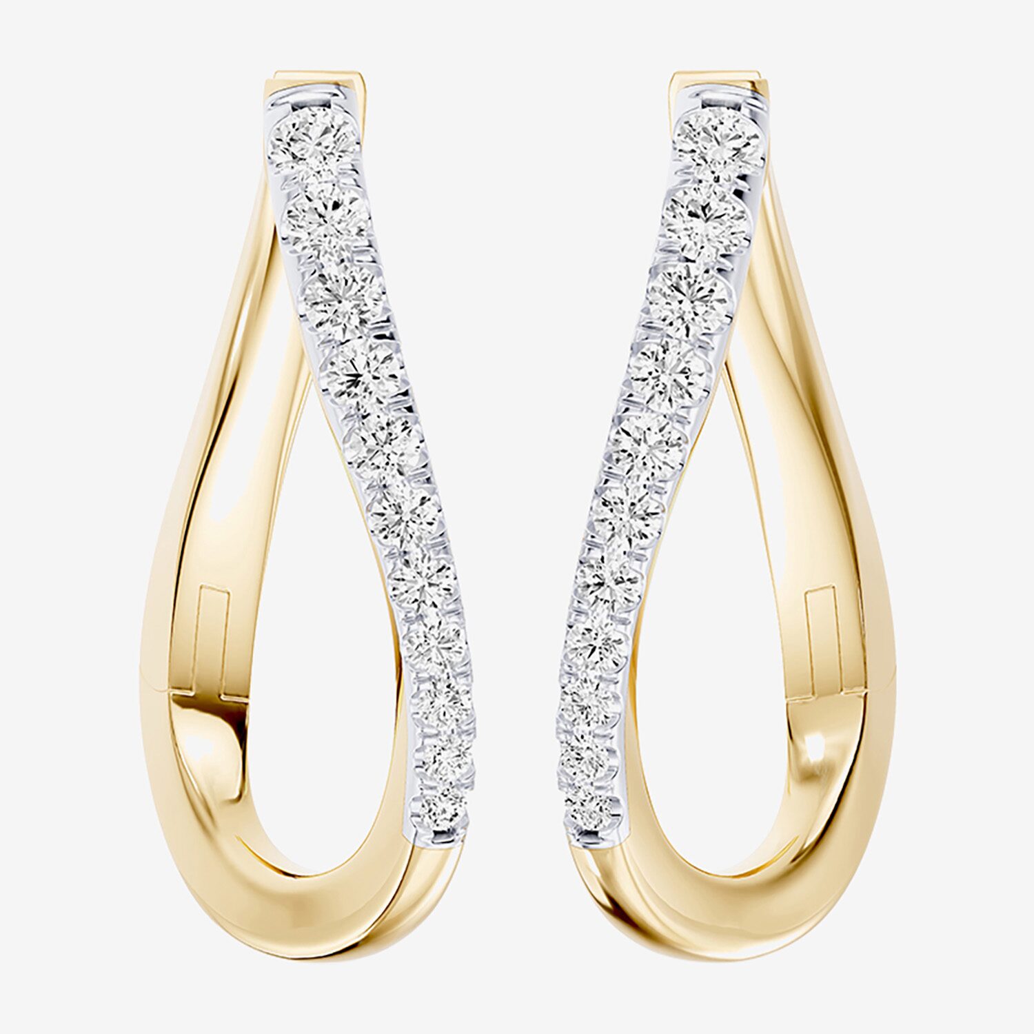 Hallmark Hallmark Signature Fine Jewelry (G / Si2) Womens 1/2 CT. T.W. Lab Grown White Diamond 14K Gold Over Silver 23mm Round Hoop Earrings